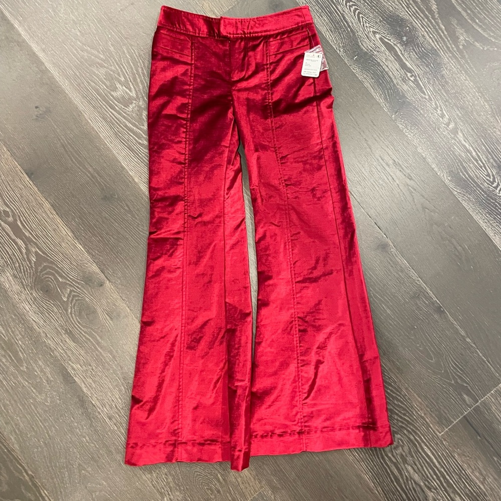 Free People red velvet flare trousers